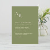 Modern Minimalist Elegant Green Cream Wedding Kaart (Staand voorkant)