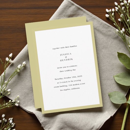 Modern Minimalist Elegant Lime Green Wedding Kaart