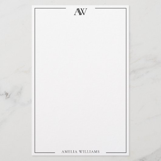 Modern Minimalist Elegant Monogram Briefpapier (Voorkant)