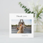 Modern Minimalist Elegant Photo Wedding Bedankkaart (Staand voorkant)