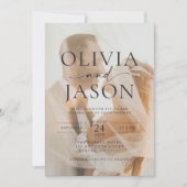 Modern minimalist Elegant Photo Wedding Kaart (Voorkant)