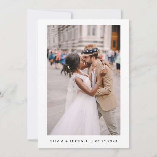 Modern minimalist Elegant Photo Wedding Kaart (Voorkant)