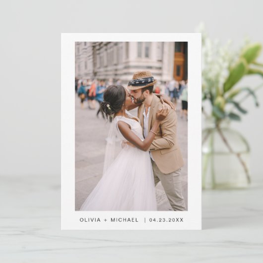 Modern minimalist Elegant Photo Wedding Kaart (Staand voorkant)