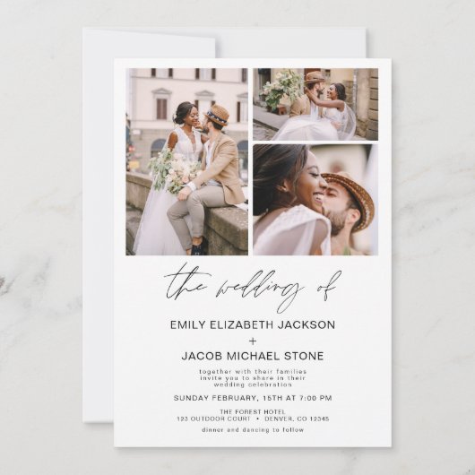 Modern minimalist Elegant Photo Wedding Kaart (Achterkant)