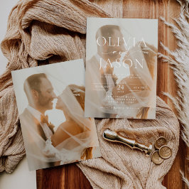 Modern minimalist Elegant Photo Wedding Kaart