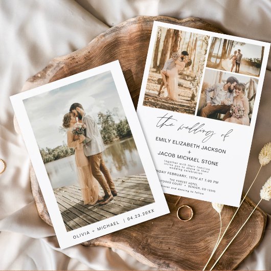 Modern minimalist Elegant Photo Wedding Kaart