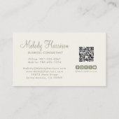 Modern Minimalist Elegant Sage Green QR Code Visitekaartje (Achterkant)