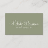 Modern Minimalist Elegant Sage Green QR Code Visitekaartje (Voorkant)