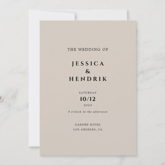 Modern Minimalist Elegant Silver Grey Wedding Kaart (Achterkant)