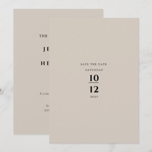 Modern Minimalist Elegant Silver Grey Wedding Kaart (Voorkant / Achterkant)