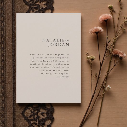 Modern Minimalist Elegant Silver Grey Wedding Kaart