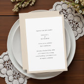 Modern Minimalist Elegant Simple Beige Wedding Kaart