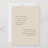 Modern Minimalist Elegant Simple Beige Wedding Kaart (Voorkant)
