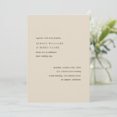 Modern Minimalist Elegant Simple Beige Wedding Kaart (Staand voorkant)