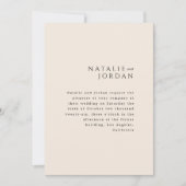 Modern Minimalist Elegant Simple Cream Wedding Kaart (Voorkant)