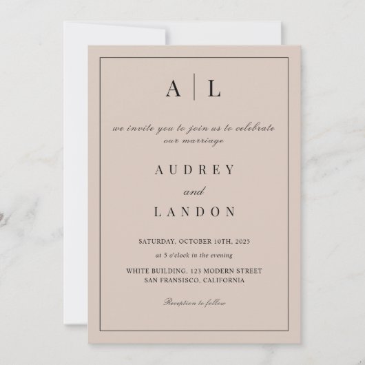 Modern Minimalist Elegant Simple Ivory Wedding Kaart (Voorkant)