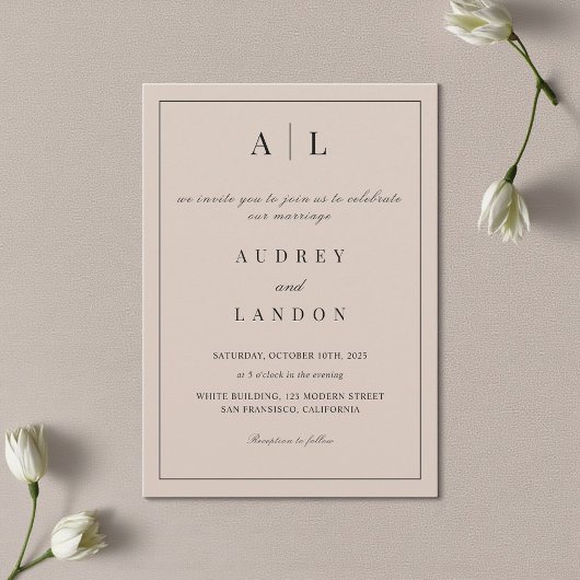 Modern Minimalist Elegant Simple Ivory Wedding Kaart