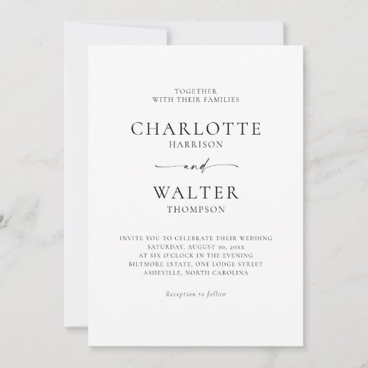 Modern Minimalist Elegant Wedding Invitations Save The Date (Voorkant)