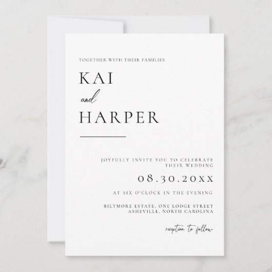 Modern Minimalist Elegant Wedding Invitations Save The Date (Voorkant)