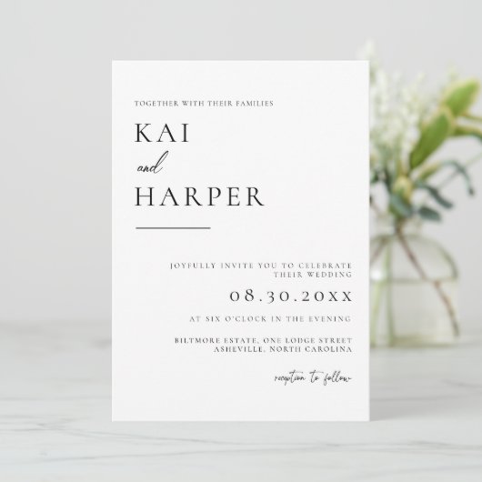 Modern Minimalist Elegant Wedding Invitations Save The Date (Staand voorkant)