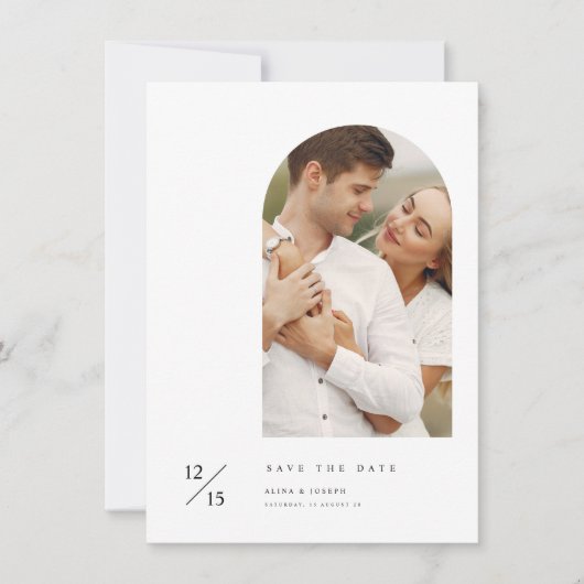 Modern Minimalist Elegant Wedding Photo Budget Save The Date (Voorkant)