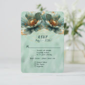 Modern Minimalist Emerald and Gold Wedding RSVP Kaartje (Staand voorkant)