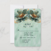 Modern Minimalist Emerald and Gold Wedding RSVP Kaartje (Voorkant)