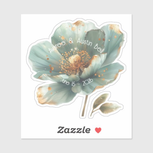 Modern Minimalist Emerald and Gold Wedding Sticker (Vel)