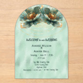 Modern Minimalist Emerald and White Wedding Acryl Uitnodigingen (Voorkant)