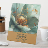 Modern Minimalist Emerald and White Wedding  Reclamebord Met Voetstuk (Insitu)