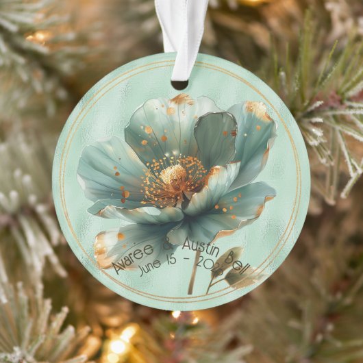 Modern Minimalist Emerald Gold Wedding Ornament (Boom)