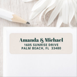 Modern minimalist Emerald Green en Ecru Beige Etiket