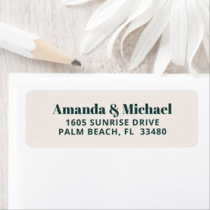 Modern minimalist Emerald Green en Ecru Beige Etiket