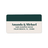 Modern minimalist Emerald Green en Ecru Beige Etiket (Voorkant)