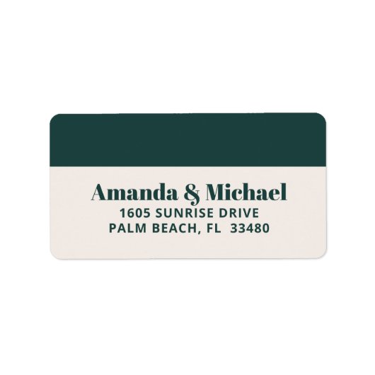 Modern minimalist Emerald Green en Ecru Beige Etiket (Voorkant)