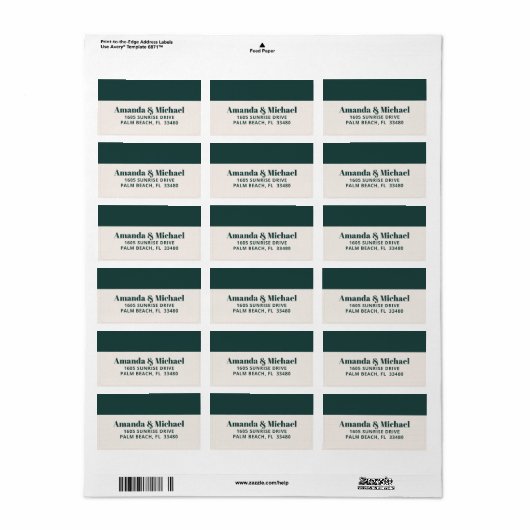 Modern minimalist Emerald Green en Ecru Beige Etiket (Full Sheet)