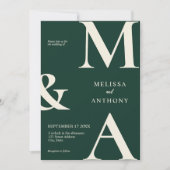 Modern minimalist Emerald Green Wedding Kaart (Voorkant)