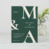 Modern minimalist Emerald Green Wedding Kaart (Staand voorkant)