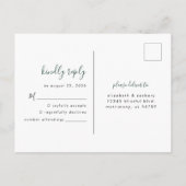 Modern minimalist Emerald Green Wedding RSVP Briefkaart (Achterkant)