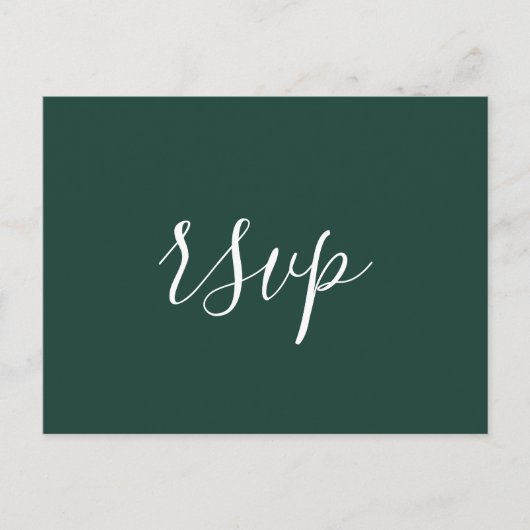 Modern minimalist Emerald Green Wedding RSVP Briefkaart (Voorkant)