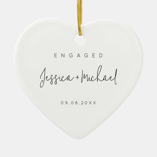 Modern Minimalist Engagement Photo Keramisch Ornament (Voorkant)