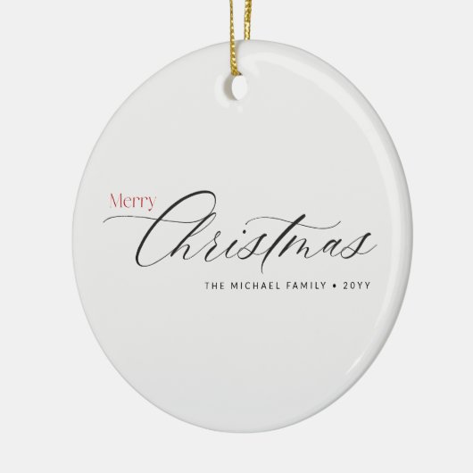 Modern Minimalist Family of Four Photo Christmas Keramisch Ornament (Links)