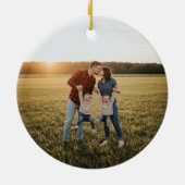Modern Minimalist Family of Four Photo Christmas Keramisch Ornament (Achterkant)