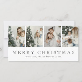 Modern Minimalist Family Photo Collage Christmas Feestdagenkaart