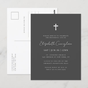 Modern minimalist Faux Gold Cross Memorial Funeral Briefkaart