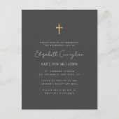 Modern minimalist Faux Gold Cross Memorial Funeral Briefkaart (Voorkant)