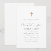 Modern minimalist Faux Gold Cross Memorial Funeral Kaart (Voorkant / Achterkant)