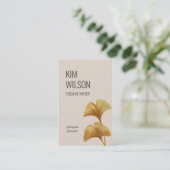 Modern minimalist Feminine Golden Ginkgo Visitekaartje (Staand voorkant)