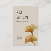 Modern minimalist Feminine Golden Ginkgo Visitekaartje (Voorkant)