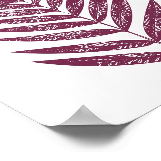 Modern minimalist Fern Drawing in Plum Poster (Hoek)